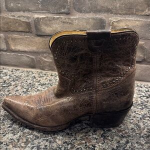 Double H Onix Studded Short Cognac Brown Leather Western Cowboy Cowgirl Boots 9M